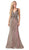 Dancing Queen - 2663 Embellished V-neck Trumpet Dress In Pink and Gold