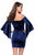 La Femme - 26640 Off Shoulder Quarter Length Sleeves Dress in Blue