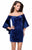 La Femme - 26640 Off Shoulder Quarter Length Sleeves Dress in Blue