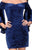 La Femme - 26640 Off Shoulder Quarter Length Sleeves Dress in Blue