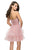 La Femme - 26654 Pleated Sweetheart Tiered Tulle A-line Dress in Pink