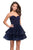 La Femme - 26654 Pleated Sweetheart Tiered Tulle A-line Dress in Blue
