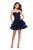 La Femme - 26654 Pleated Sweetheart Tiered Tulle A-line Dress in Blue