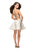 La Femme - 26656 Metallic Floral Mini Dress in White and Gold