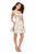 La Femme - 26656 Metallic Floral Mini Dress in White and Gold