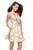 La Femme - 26656 Metallic Floral Mini Dress in White and Gold