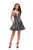 La Femme - 26659 Deep V-neck Stretch Satin A-line Dress in Gray