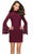 La Femme - 26668 High Neck Long Sleeves Cocktail Dress in Purple and Red