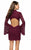 La Femme - 26668 High Neck Long Sleeves Cocktail Dress in Purple and Red