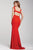 26673 Asymmetrical Strapped High Slit Sheath Gown