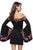 La Femme - 26674 Floral Applique Off-Shoulder Mini Dress in Black