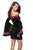 La Femme - 26674 Floral Applique Off-Shoulder Mini Dress in Black