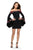 La Femme - 26674 Floral Applique Off-Shoulder Mini Dress in Black