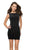 La Femme - 26687 Vertical Rhinestone Velvet Sheath Dress in Black