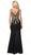 Dancing Queen - 2668 Appliqued V-Neck Trumpet Prom Dress In Black