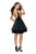 La Femme - 26701 Plunging Velvet Bodice Tiered Cocktail Dress in Black