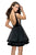 La Femme - 26701 Plunging Velvet Bodice Tiered Cocktail Dress in Black