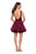La Femme - 26701 Plunging Velvet Bodice Tiered Cocktail Dress in Red