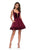 La Femme - Plunging Sweetheart Velvet Tiered Cocktail Dress 26701 In Red