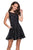 La Femme - 26616 Deep Scoop Back All Over Lace Short Dress in Black