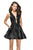 La Femme - 26726 Lace Deep V-neck A-line Cocktail Dress in Black