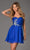Alyce Paris  - 3632 Crystal Embellished Strapless Ruched Short Dress in Blue