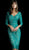 Jovani - 26740 Quarter Length Sleeve Nude Lace Short Evening Dress In Green