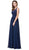 Dancing Queen - 2677 Illusion Neckline Beaded Lace Bodice Chiffon Gown In Blue