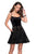 La Femme - 26785 Velvet Curve Neck A-line Dress in Black and Neutral