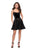 La Femme - 26785 Velvet Curve Neck A-line Dress in Black and Neutral