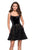La Femme - 26785 Velvet Curve Neck A-line Dress in Black and Neutral