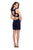 La Femme - 26789 Rhinestone Accented Velvet Sheath Dress in Blue