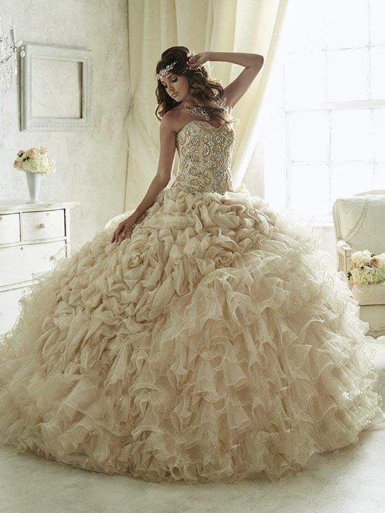 Quinceanera Collection - 26816 Beaded Strapless Tulle Ballgown
