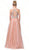 Dancing Queen - 2685 Beaded Halter Prom Gown In Pink and Gold