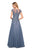La Femme - Embroidered Lace Bateau A-line Dress 26893 In Blue