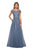 La Femme - Embroidered Lace Bateau A-line Dress 26893 In Blue