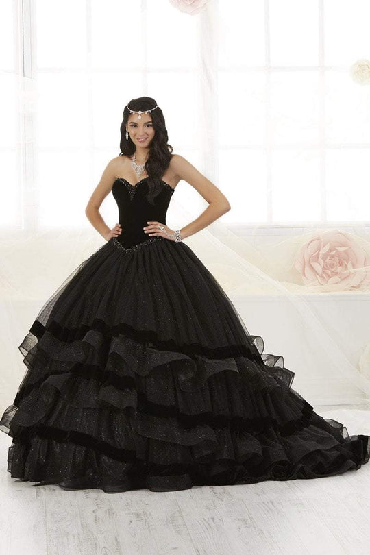 Quinceanera Collection - 26907 Beaded Sweetheart Velvet Ballgown