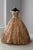 Quinceanera Collection - 26919 Off Shoulder Sequined Ballgown In Gold