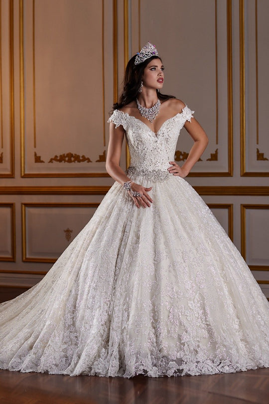 Quinceañera Collection - 26926 Metallic Lace Quince Gown In White