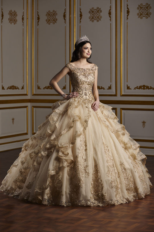 Quinceañera Collection - 26929 Sparkle Tulle Ballgown Skirt in Gold