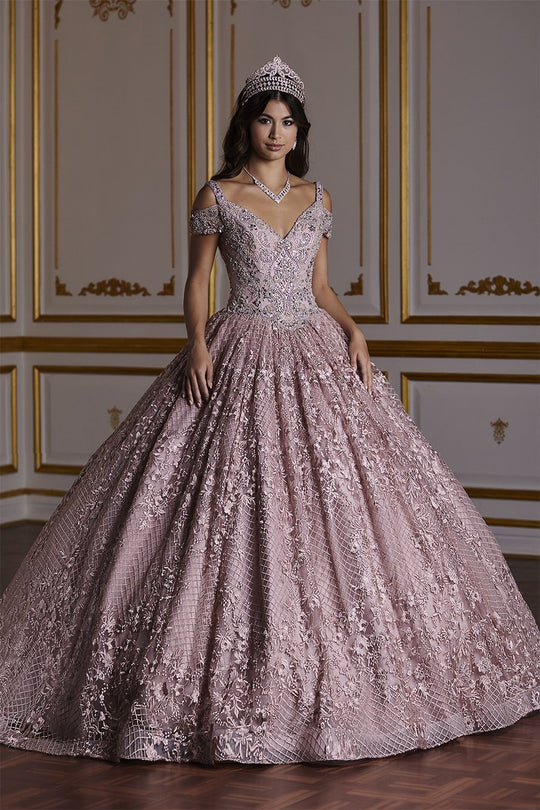 Quinceañera Collection - 26930 Cold-shoulder Style Ball Gown in Pink