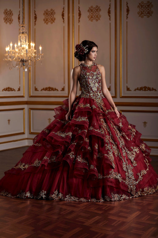 Quinceañera Collection - 26933 Multi-ruffled Ball Gown In Red