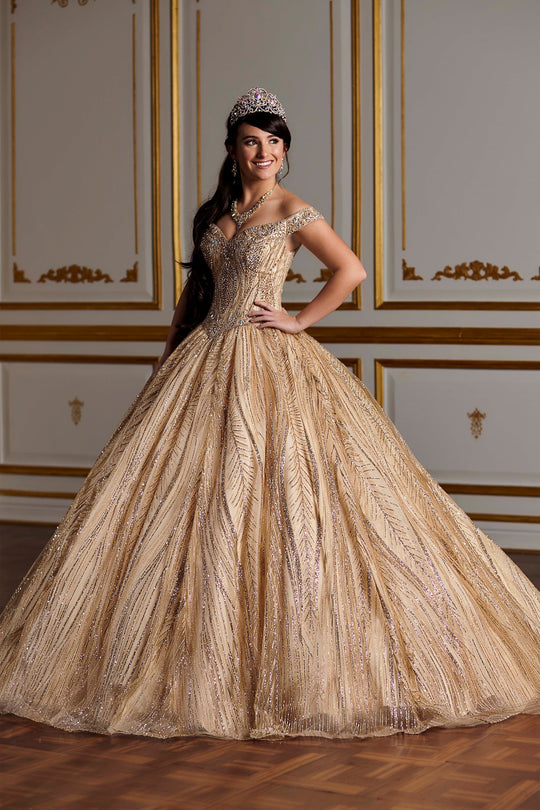 Quinceañera Collection - 26937 Novelty Glitter Ball Gown In Neutral