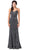 Dancing Queen - 2698 Lace-up Back Metallic Jersey Mermaid Gown In Gray