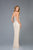 Scala - 48940 Embellished Halter Gown with Slit In Nude