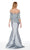 Alyce Paris - 27002 Illusion Off-Shoulder Lace Top Mikado Trumpet Dress In Gray