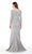 Quarter Length Sleeves Fitted Evening Dress in Gray