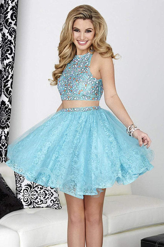 Tiffany Homecoming - 27015 Two-Piece Rhinestone-Accented High Jewel Dress In Blue and Multi-Color
