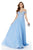 Alyce Paris - 27018 Lace Appliqued Off-Shoulder A-Line Gown in Blue