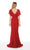 Alyce Paris - 27025 V-Neck Flutter Sleeved Floral Lace Sheath Dress In Red